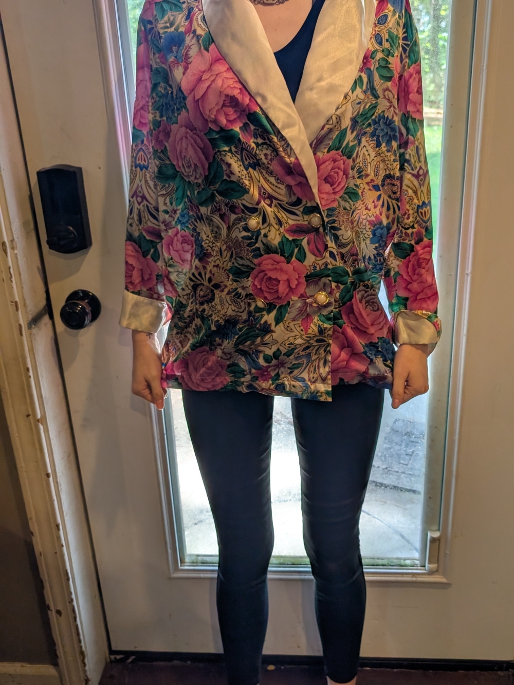 Vintage Victoria’s Secret Gold Label Double Breasted Floral Satin Pajama Top P